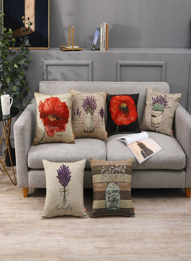 LINKWELL Lavender Pillow Covers 18x18 for French Country Decor Farmhouse Purple Flower Decorative Cushion Case Outdoor Throw Pillowcase Sofa Couch CC1824 - Image 3