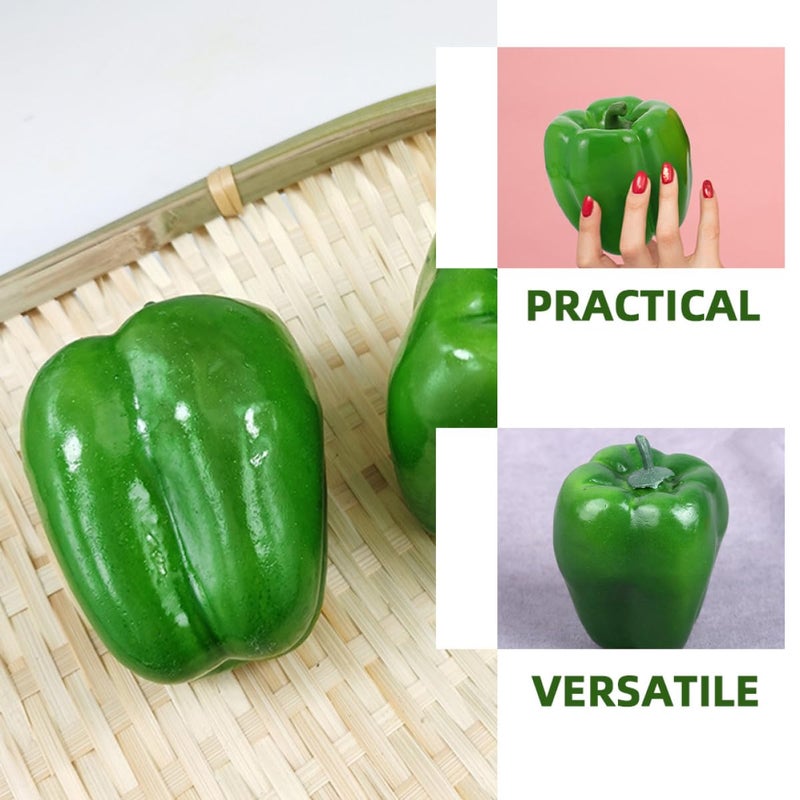 4Pcs Realistic Artificial Green Pepper Foam Decor Fake Vegetable Kitchen Display - Image 4