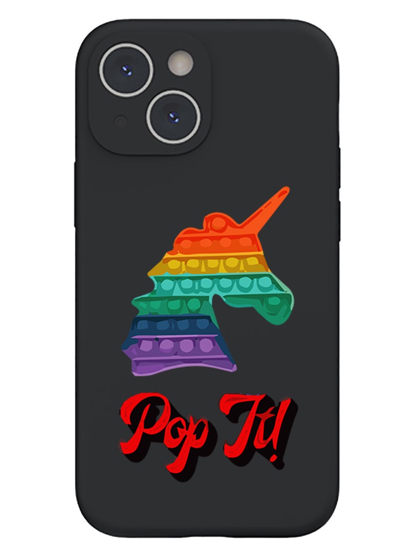 Theodor Protective Slim Fit Case Liquid Silicone Cover with Full Body Protection Anti-Scratch Shockproof Case For iPhone 14 Black  - Rabbit - Image 1