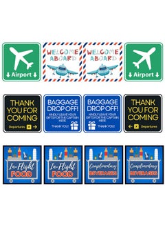 Blue Orchards Airplane Party Signs and Cutouts 8" x 8" (12 Pieces) - Airplane Birthday Party Supplies, Airplane Party Decorations, Airplane Theme Party, Flight Aviation Party, Blue Orchards  - Image 1