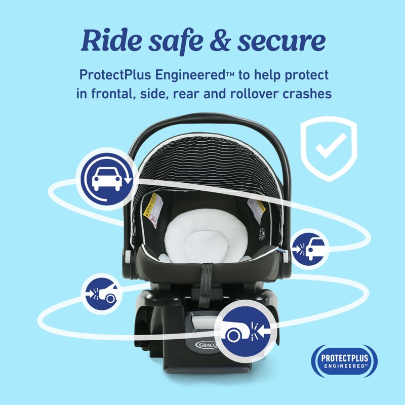 Graco SnugRide Lite LX Infant Car Seat, Lightweight Rear-Facing Seat for Babies 4â€“30 lb, 4-Position Adjustable Base, Latch Installation & ProtectPlus Engineered, Lilac Mod - Image 4