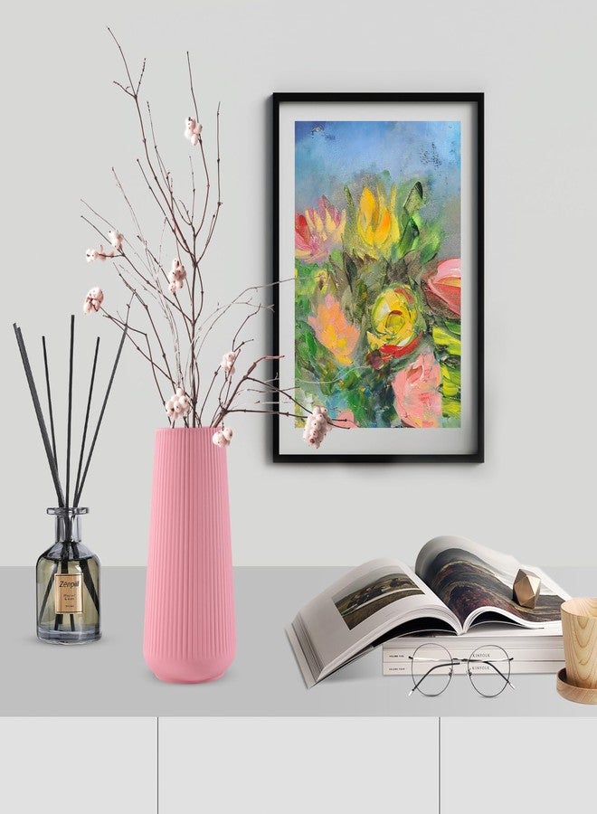 GUKJOB All Pink Ceramic Vase, GUKJOB Small Cute Flower Vase for Pampas Grass, Home, Living Room, Dining Table, Farmhouse, Office Decor, Bedroom, Table, and Kitchen Shelf (All Pink) - Image 2