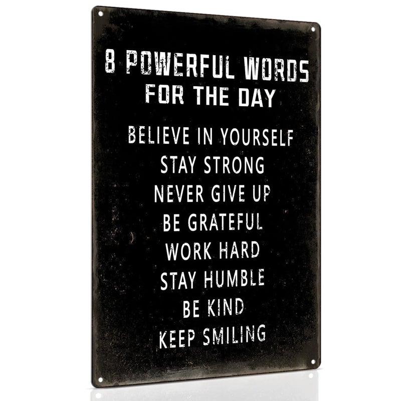 ALKB Inspirational Wall Art Metal Sign 8 x 12 Inch Inspiring Positive Quotes Room Decor for Living Room Bedroom Classroom Gym Motivational Wall Decor for Teen