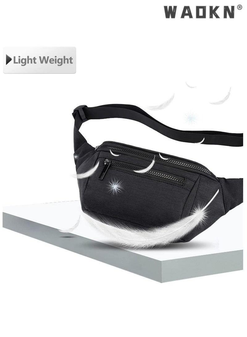 Fanny Pack for Men Women,Crossbody Waist Bag Pack,Belt Bag for Travel Walking Running Hiking Cycling,Easy Carry Any Phone,Wallet, Black, One Size, Fashion
