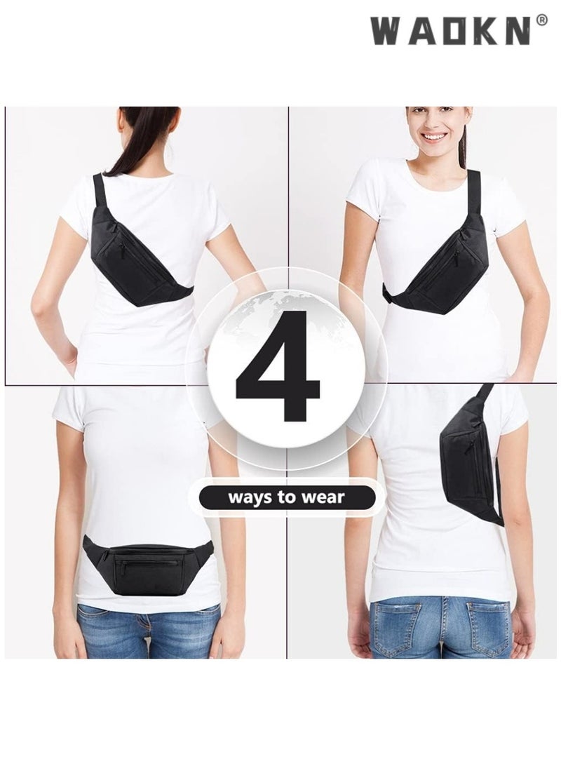 Fanny Pack for Men Women,Crossbody Waist Bag Pack,Belt Bag for Travel Walking Running Hiking Cycling,Easy Carry Any Phone,Wallet, Black, One Size, Fashion