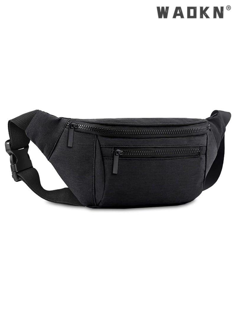 Fanny Pack for Men Women,Crossbody Waist Bag Pack,Belt Bag for Travel Walking Running Hiking Cycling,Easy Carry Any Phone,Wallet, Black, One Size, Fashion