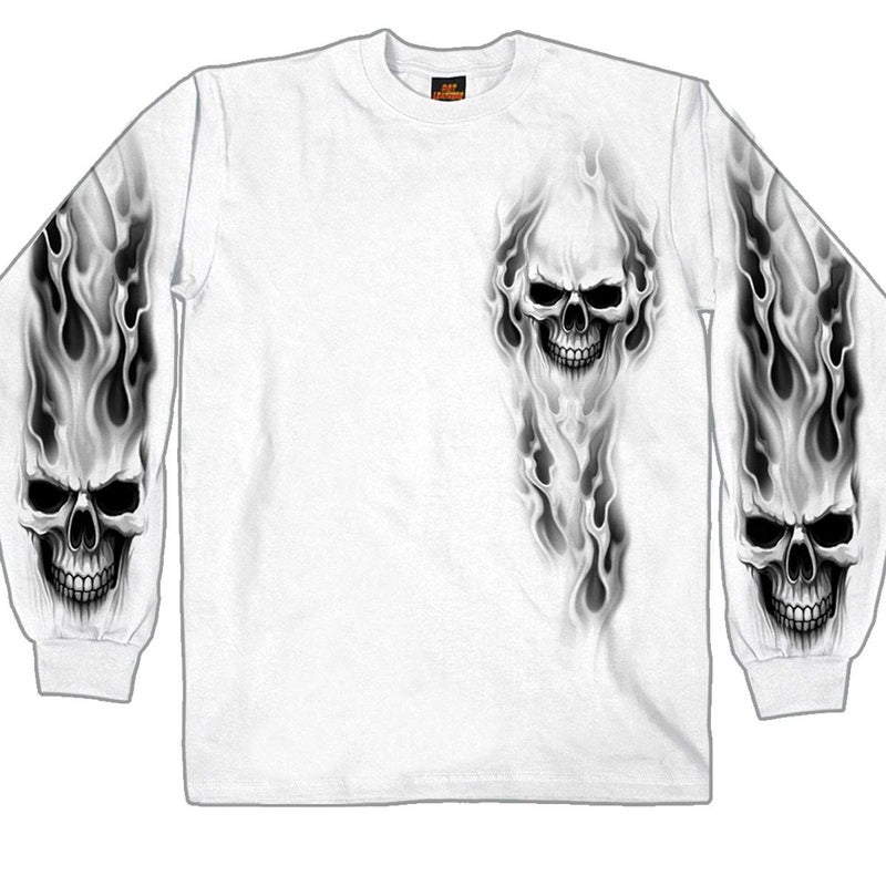 Hot Leathers 21801 Men's Ghost Skull Long Sleeve Shirt (White, XXX-Large) - Image 3