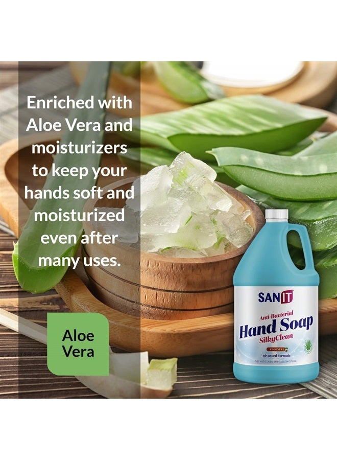 Sanit Silky Clean Antibacterial Liquid Gel Hand Soap Refill - Advanced Formula with Coconut Oil and Aloe Vera - All Natural Moisturizing Hand Wash - Made in USA, Coconut, 1 Gallon - Image 3