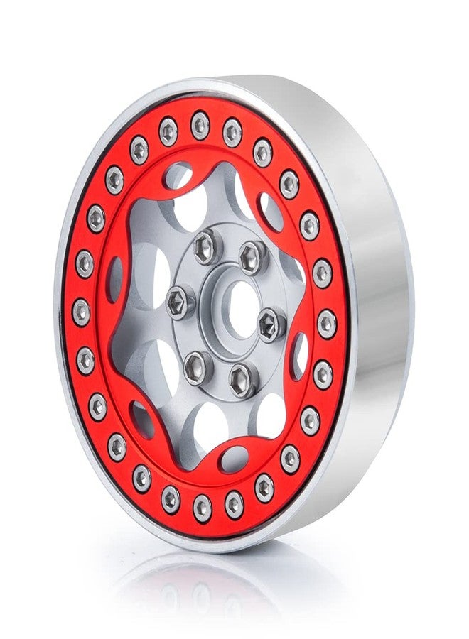 RCLIONS مجموعة حلقات استبدال حواف عجلات RC Beadlock من سبائك الألومنيوم RCLIONS، 4 قطع، مقاس 1.9 بوصة، لسيارات الزحف RC بمقياس 1:10، عجلات/حواف مقاس 1.9 بوصة (أحمر) - Image 3