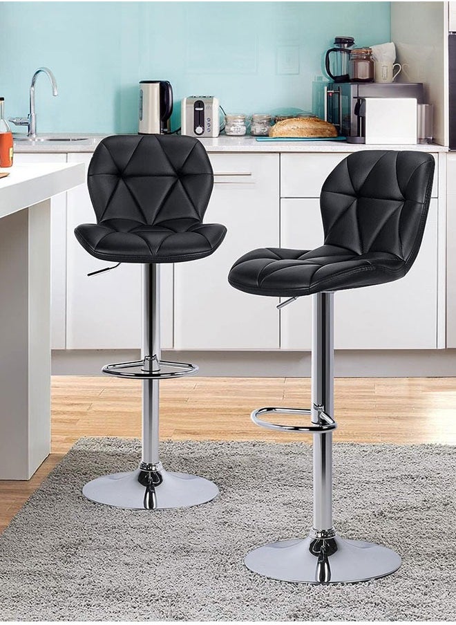GoldenLike - Set Of 2 Bar Stool Height Adjustable Bar Chairs 360° Swivel Kitchen Dinning Chair Modern Counter Chairs with Backrest and Footrest - Image 1