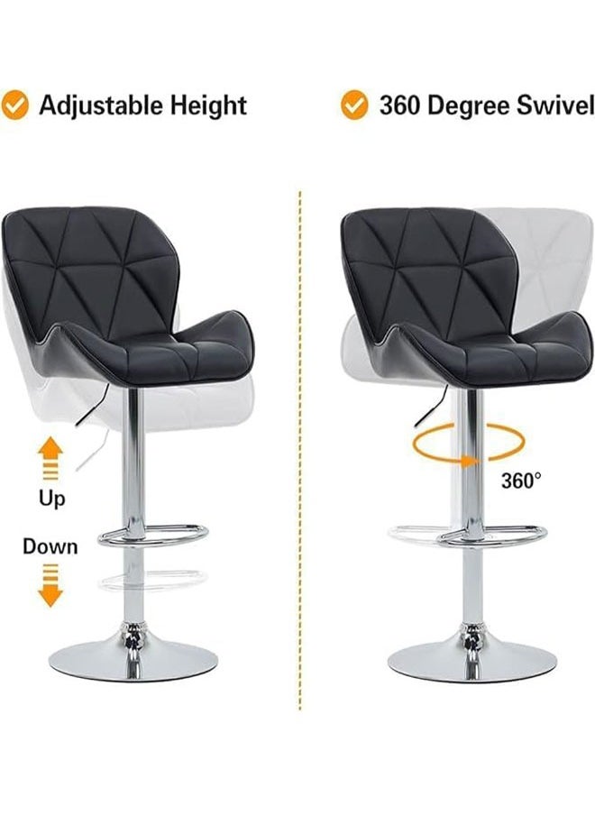 GoldenLike - Set Of 2 Bar Stool Height Adjustable Bar Chairs 360° Swivel Kitchen Dinning Chair Modern Counter Chairs with Backrest and Footrest - Image 1