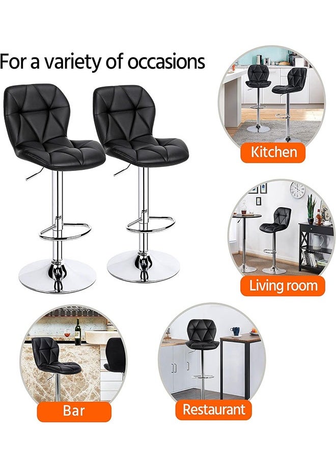 GoldenLike - Set Of 2 Bar Stool Height Adjustable Bar Chairs 360° Swivel Kitchen Dinning Chair Modern Counter Chairs with Backrest and Footrest - Image 1