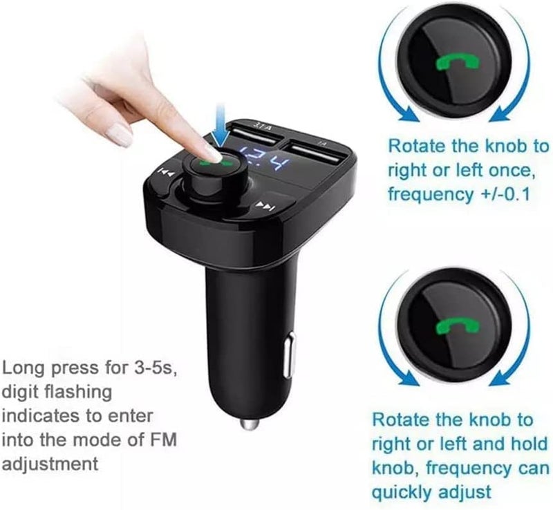 Drofail جهاز إرسال FM بلوتوث لاسلكي MP3 مع مكالمات مجانية بلوتوث مع شاحن USB مزدوج راديو محول مجموعة للسيارات لجميع الهواتف الذكية (أسود) - Image 4