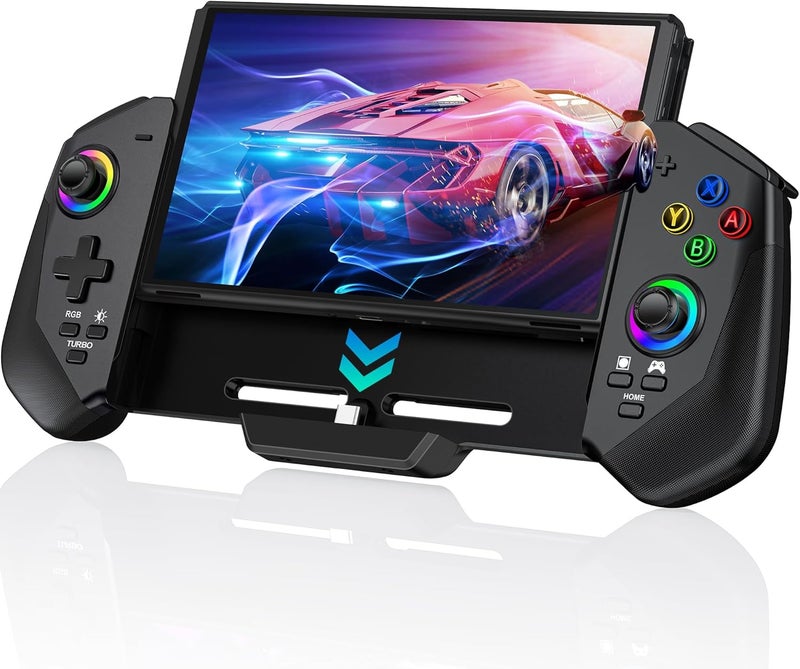TERRIFI Switch Controllers with Hall Joystick for Switch/OLED, Pro Remote Controller with RGB Light, Turbo, Dual Motor, 4 Game Slots, Wired Joypad Replacement for Controller - Image 1