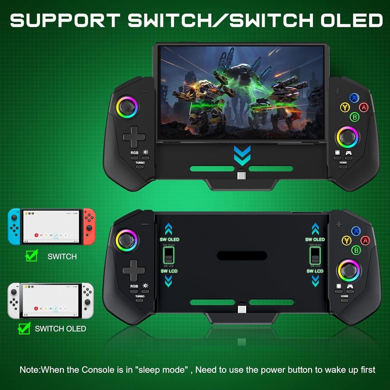 TERRIFI Switch Controllers with Hall Joystick for Switch/OLED, Pro Remote Controller with RGB Light, Turbo, Dual Motor, 4 Game Slots, Wired Joypad Replacement for Controller - Image 4