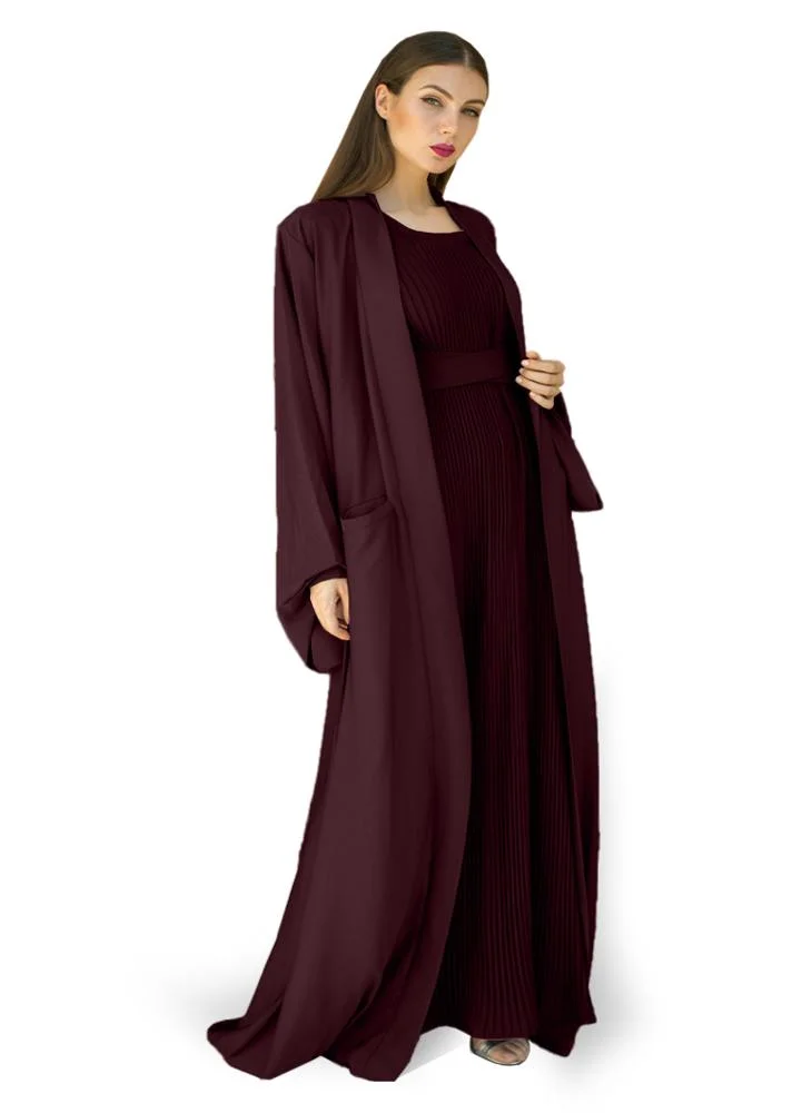 NUKHBAA Open Abaya with Inner dress 2pcs set 602C21