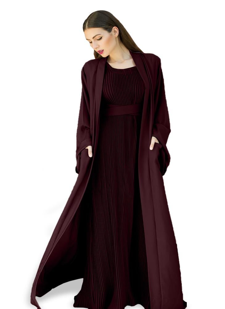 NUKHBAA Open Abaya with Inner dress 2pcs set 602C21  - Image 2