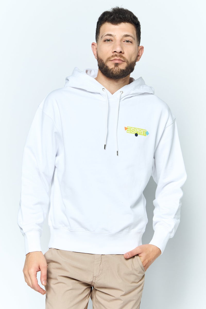 ESPRIT Men Hooded Brand Logo Long Sleeves Sweatshirt, White - Image 1