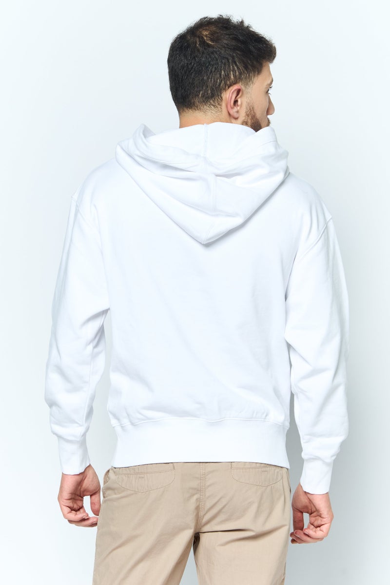 ESPRIT Men Hooded Brand Logo Long Sleeves Sweatshirt, White - Image 4