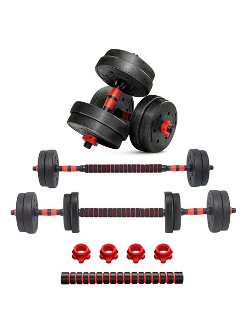 SCD-15 2-In-1 Dumbbells/Barbell Set (15Kg) - Easy 3-Step Assembly With Connector Rod, Eco-Friendly Weights, Concrete Dumbbells With Pvc Coating, Slip-Free Handgrip, Total Home Fitness