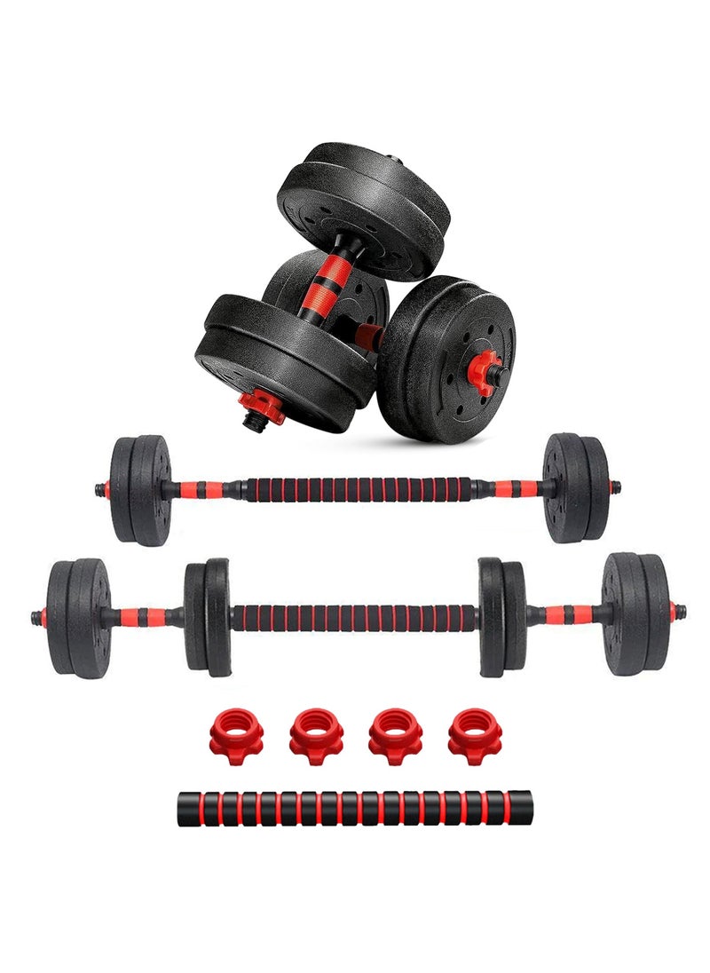 Sparnod Fitness SCD-15 2-In-1 Dumbbells/Barbell Set (15Kg) - Easy 3-Step Assembly With Connector Rod, Eco-Friendly Weights, Concrete Dumbbells With Pvc Coating, Slip-Free Handgrip, Total Home Fitness  - Image 1