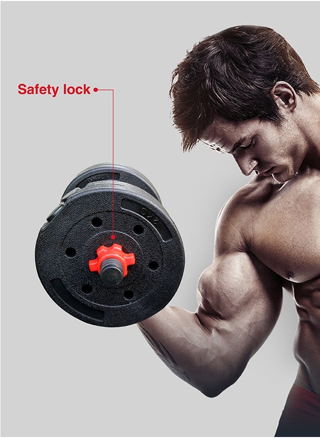SCD-15 2-In-1 Dumbbells/Barbell Set (15Kg) - Easy 3-Step Assembly With Connector Rod, Eco-Friendly Weights, Concrete Dumbbells With Pvc Coating, Slip-Free Handgrip, Total Home Fitness