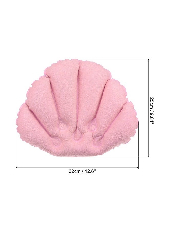 PATIKIL Inflatable Bath Pillow With Suction Cups 3 Pack Terry Cloth Covered Shell Shape Bath Pillow Neck Support For Bathtub Hot Tub (Pink White Green)  - Image 2