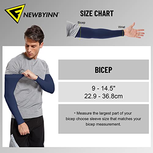 Newbyinn UV Sun Protection Arm Sleeves for Men Women Youth, Cooling Sleeve to Cover Arm Tattoo, Mid-Compression Arm Cover - Image 2