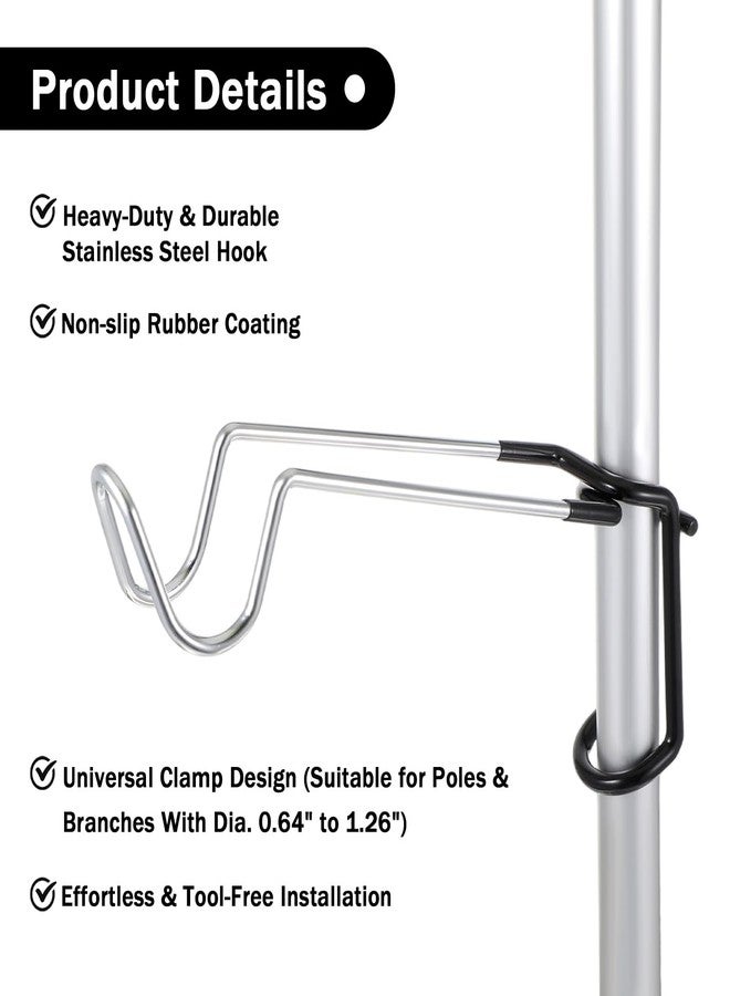 xozeooeu 6 Pack Camping Lantern Hook Hangers, 10.2" Heavy Duty Stainless Steel Tent Light Pole Hook, Non-Slip Portable Lamp Hanger Stand & Water Bottle Holder for Outdoor Camping, Hunting, Fishing - Image 3