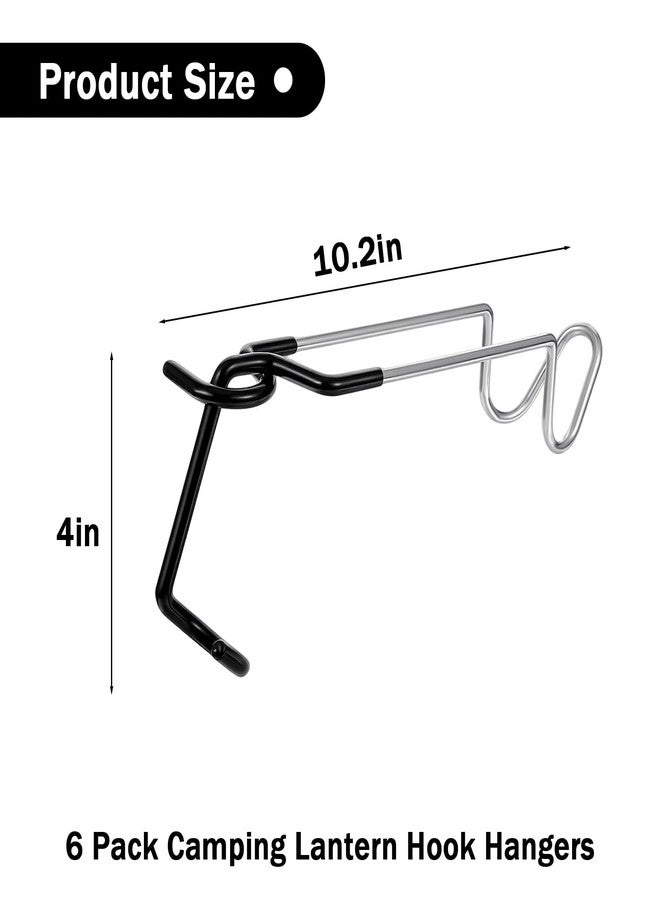 xozeooeu 6 Pack Camping Lantern Hook Hangers, 10.2" Heavy Duty Stainless Steel Tent Light Pole Hook, Non-Slip Portable Lamp Hanger Stand & Water Bottle Holder for Outdoor Camping, Hunting, Fishing - Image 2
