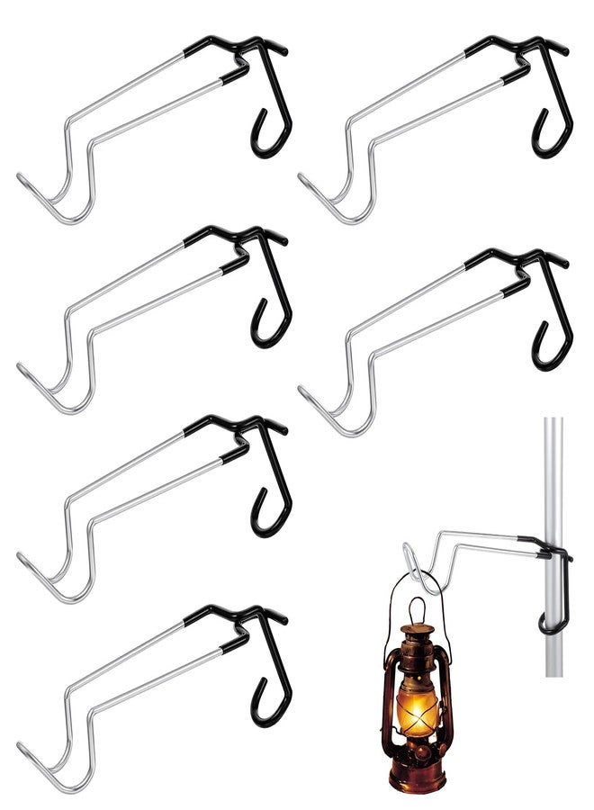 xozeooeu 6 Pack Camping Lantern Hook Hangers, 10.2" Heavy Duty Stainless Steel Tent Light Pole Hook, Non-Slip Portable Lamp Hanger Stand & Water Bottle Holder for Outdoor Camping, Hunting, Fishing - Image 1