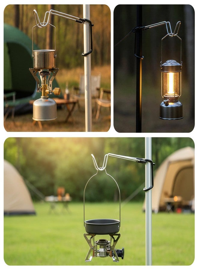 xozeooeu 6 Pack Camping Lantern Hook Hangers, 10.2" Heavy Duty Stainless Steel Tent Light Pole Hook, Non-Slip Portable Lamp Hanger Stand & Water Bottle Holder for Outdoor Camping, Hunting, Fishing - Image 5