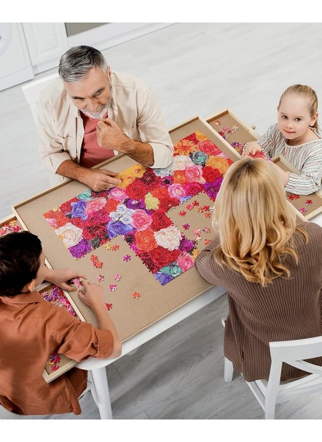 Gamenote 1500 Pieces Jigsaw Puzzle Board with Cover Mat - Portable Large Puzzle Table with Drawers for Adults, Wooden Smooth Plateau Work Surface