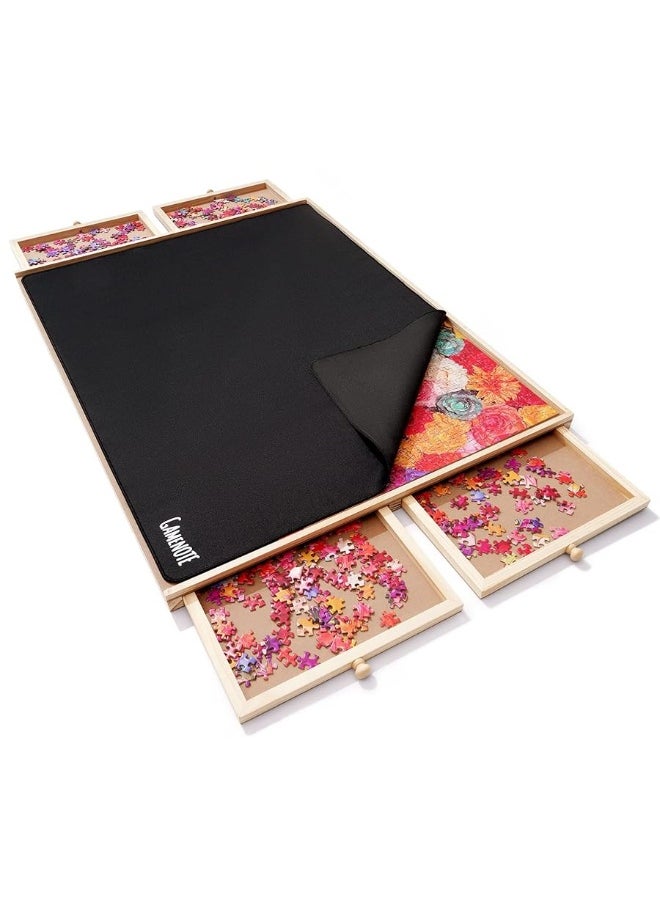 Gamenote 1500 Pieces Jigsaw Puzzle Board with Cover Mat - Portable Large Puzzle Table with Drawers for Adults, Wooden Smooth Plateau Work Surface