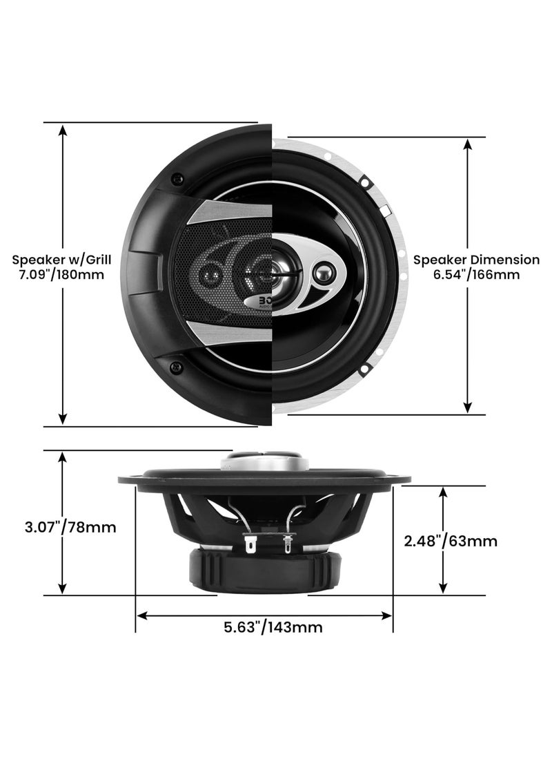 BOSS AUDIO SYSTEMS P65-4C Phantom Series 6.5 Car Door Speakers - 400 Watts Max, 4 Way, Full Range, Tweeters, Coaxial, Sold in Pairs  - Image 4