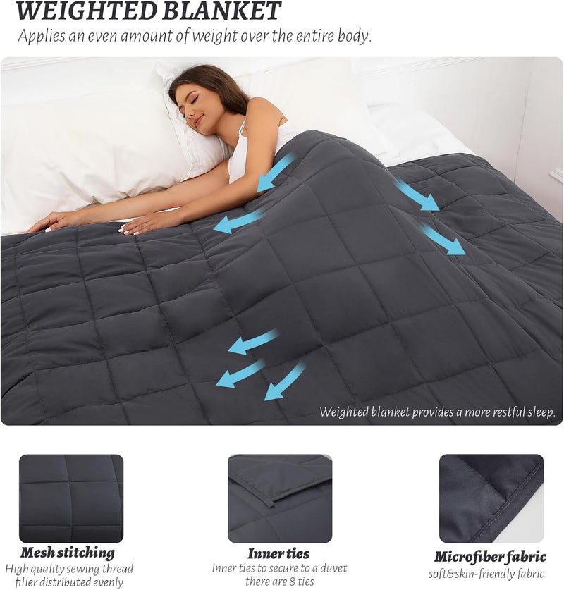 PRETTY NIGHT Multi-use upgraded craftsmanship Weighted Blanket 12lbs Queen Size Dark Grey 60"x80" Weighted Blankets for Adults Heavy Blanket are Comfortable and Cozy Wide use selected material - Image 4
