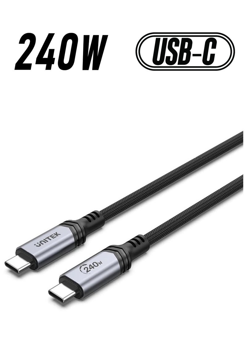 UNITEK USB Type-C 240W 48V 5A Power Delivery 3.1 Braided Charging Cable  - Image 1