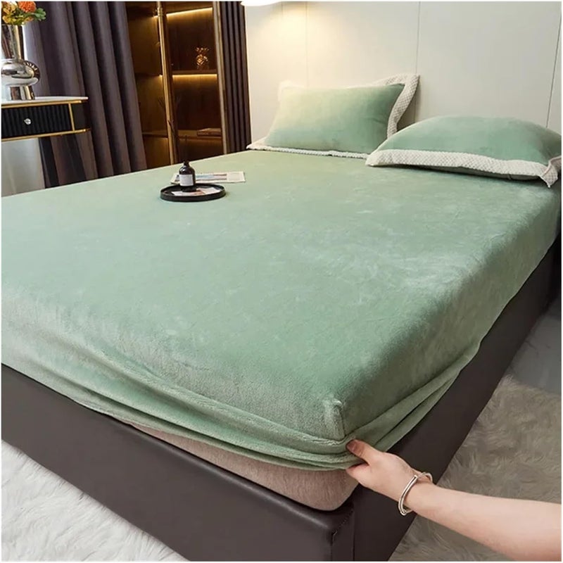 1pc Mattress Cover Winter Warm Thicken Velvet Fitted Bed Sheet Plush Bedding Sheets Non-Slip Single Double - Image 1