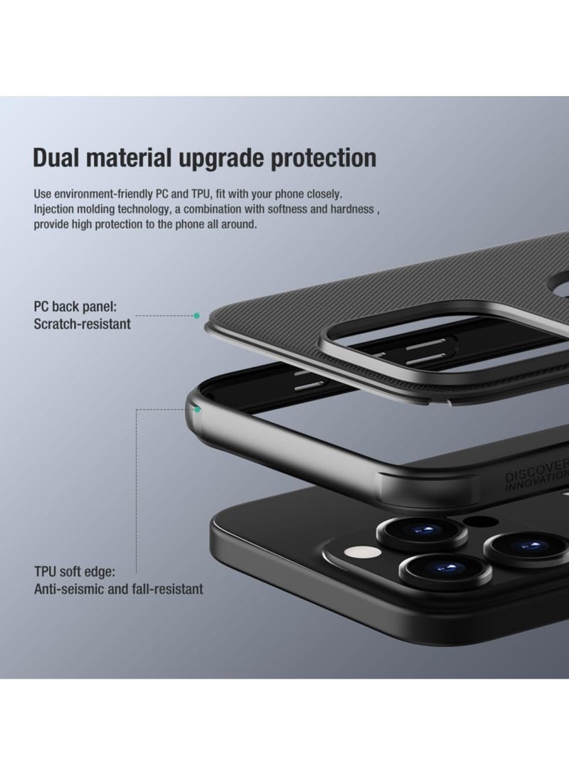 Nillkin Case Cover Super Frosted Pro  With Logo CutOut  Anti-Scratch & Slip  For Iphone 15 Pro Max (Black) - Image 5