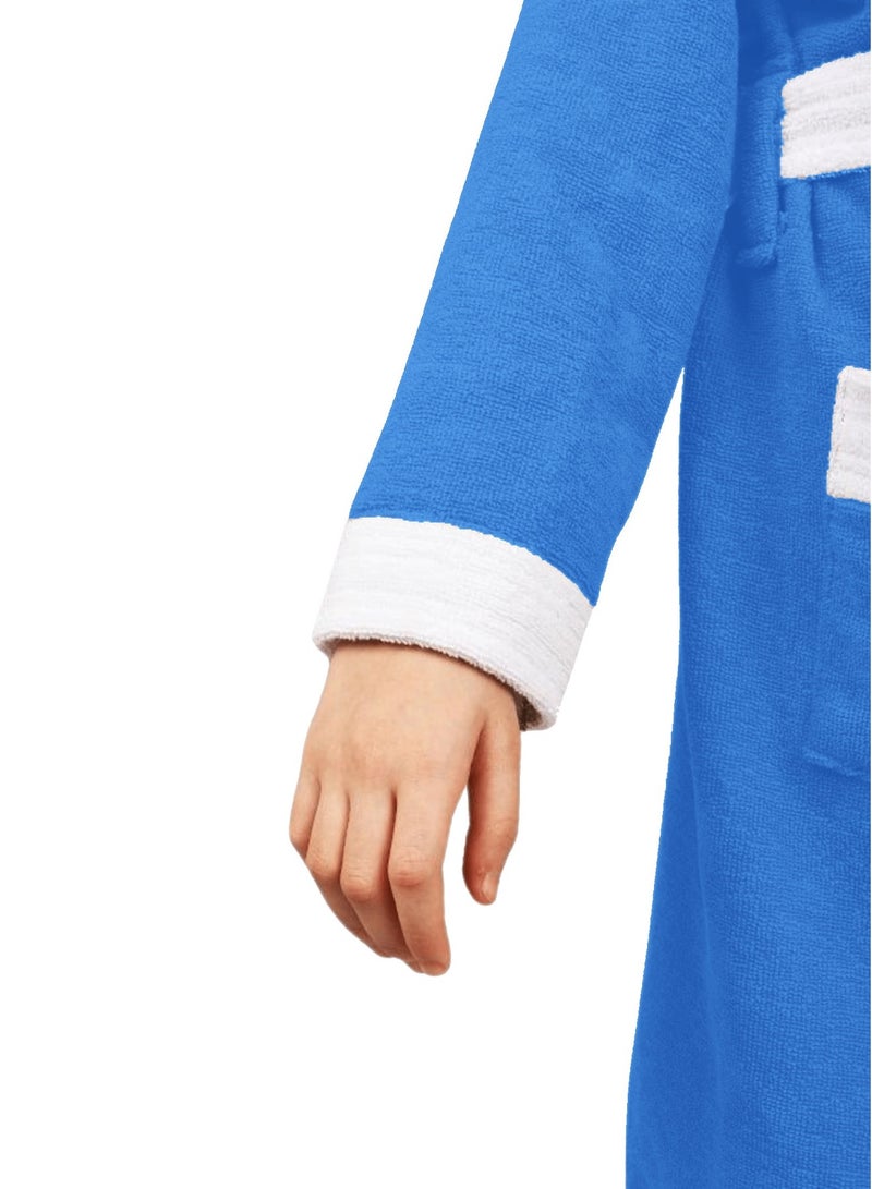 Banotex Baby Bathrobe 100% Cotton Blue Color Comfortable Hooded Baby Bathrobe - Girls and Boys - Image 2