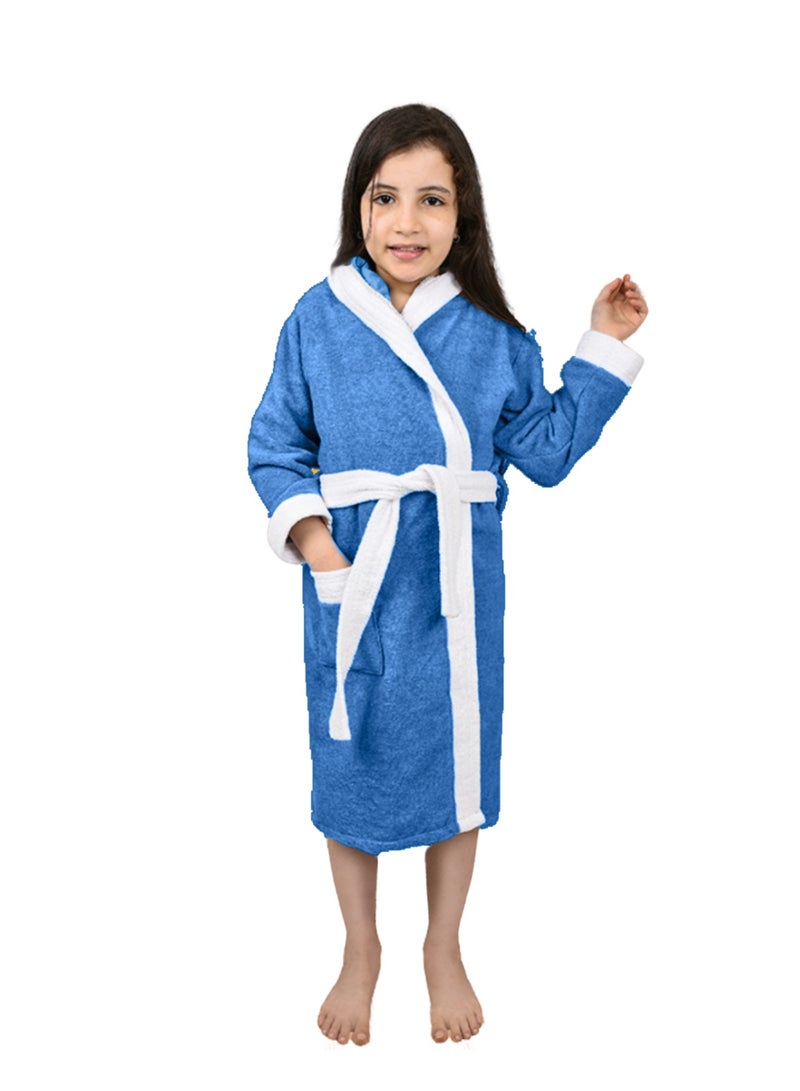 Banotex Baby Bathrobe 100% Cotton Blue Color Comfortable Hooded Baby Bathrobe - Girls and Boys - Image 1