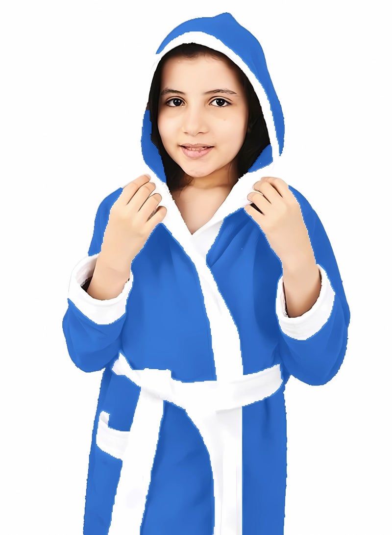 Banotex Baby Bathrobe 100% Cotton Blue Color Comfortable Hooded Baby Bathrobe - Girls and Boys - Image 4