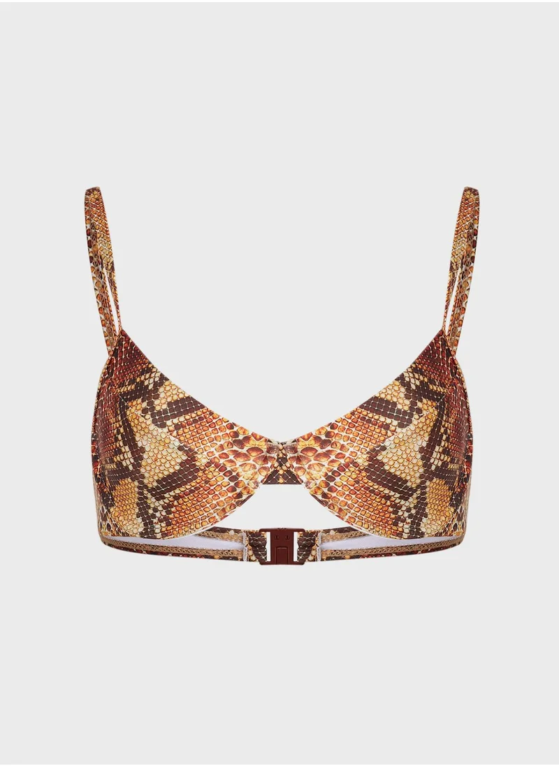 Missguided Snake Print Underwired Bikini Top