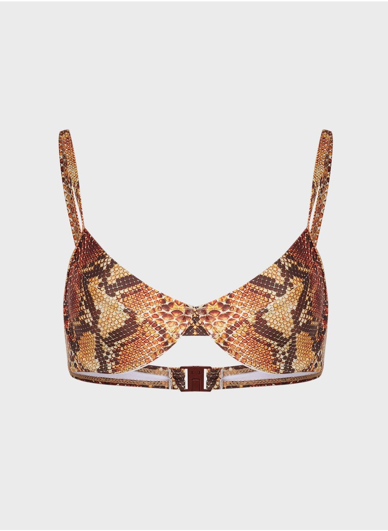 Missguided - Snake Print Underwired Bikini Top - Image 1