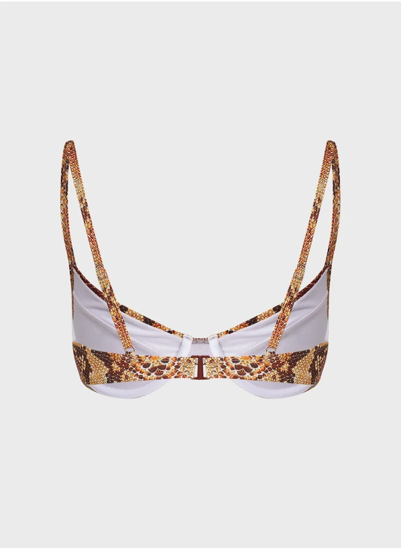 Missguided Snake Print Underwired Bikini Top