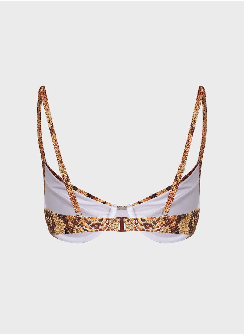 Missguided - Snake Print Underwired Bikini Top - Image 1