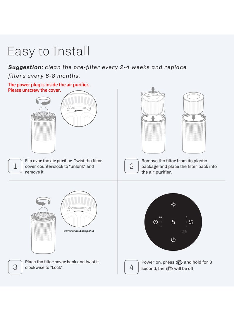 ibsun Air Purifiers for Bedroom Up to 20 m², Air Purifier H13 True HEPA Filter for Pollen Dander Hair Smell, 24db Filtration System  - Image 5