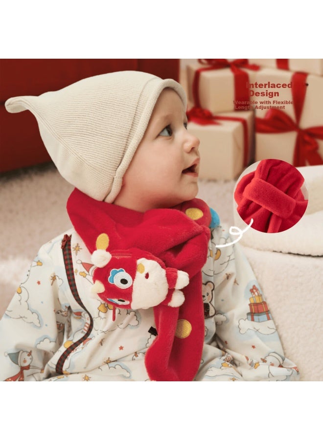 Aqpa Wanxiangxin Baby Scarf Winter Plush Warm Neck Warmer New Year Red - Image 2