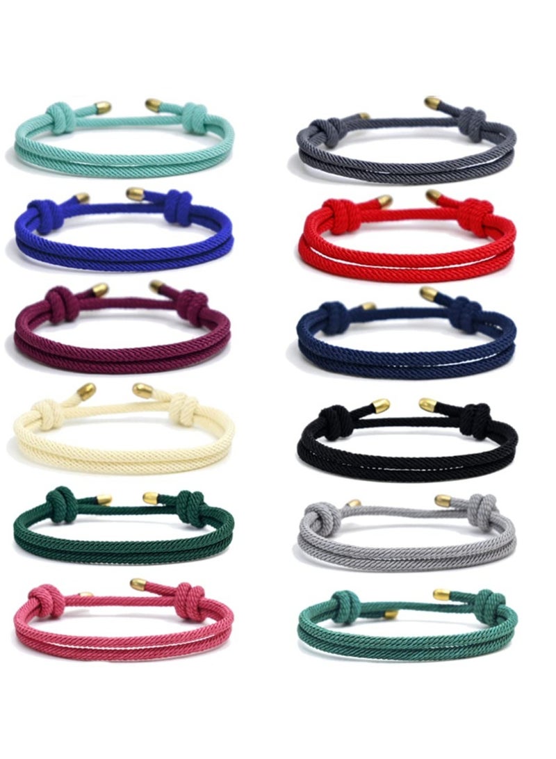 Excefore Nautical Braided Handmade Rope String, 12 Pcs Adjustable Braided Friendship Bracelets, Boho Braid Rope Surfer Jewelry, for Men Women Unisex bracelets - Image 1