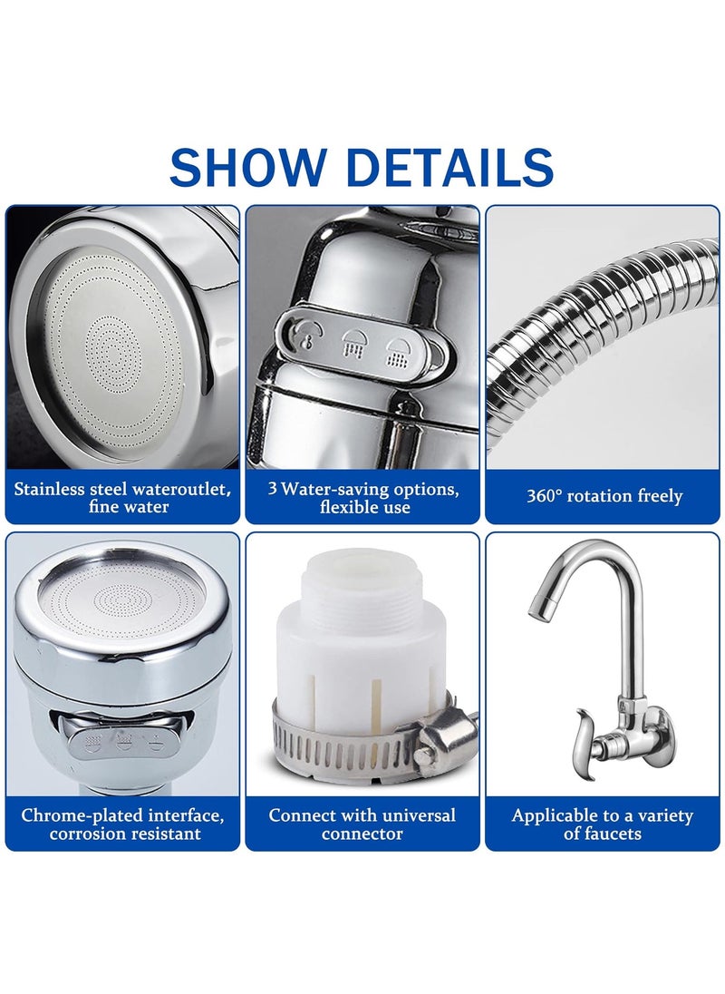 Leeonz Leeonz Universal Faucet Bubbler, Tap Nozzle, Water Saving Filter, 360 Degree Swivel Faucet Adapter, Anti Splash Faucet Nozzle, Faucet Water Diffuser, Pressurized Faucet Filter, Kitchen Bathroom  - Image 4